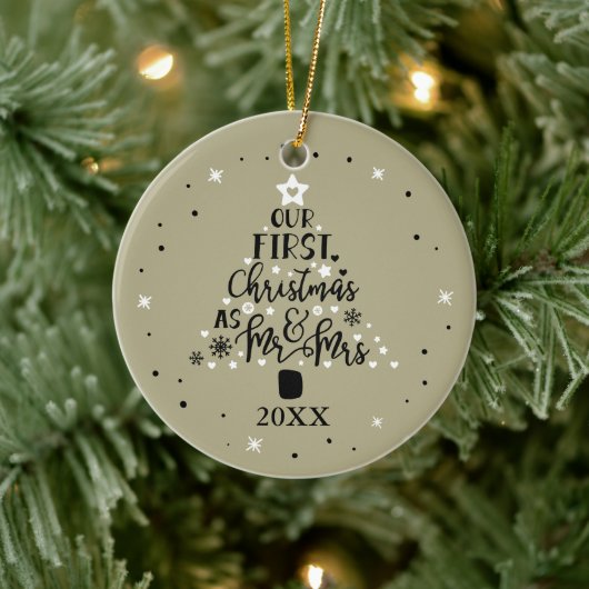 初めてのクリスマスニューリウェズイヤーSage Green セラミックオーナメント (ツリー)