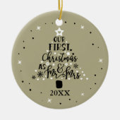 初めてのクリスマスニューリウェズイヤーSage Green セラミックオーナメント (正面)