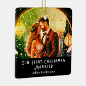 初めてのクリスマスニューリウェズロマンチックなカップルオーナメント セラミックオーナメント (右)