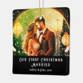 初めてのクリスマスニューリウェズロマンチックなカップルオーナメント セラミックオーナメント (左)