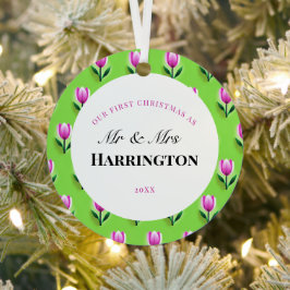 初めてのクリスマスニューリウェッドメタルサークルオーナメント メタルオーナメント