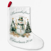 初めてのクリスマスノベルティグリーンサンタ スモールクリスマスストッキング (正面)