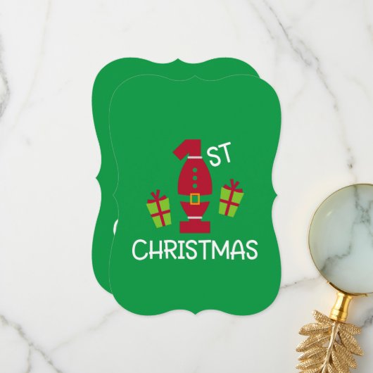 初めてのクリスマスハッピーホリデーズお祝い サンキューカード (正面/裏面インサイチュ)