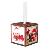 初めてのクリスマスハッピーホリデーズ祖母の写真 キューブオーナメント (正面アングル)