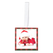 初めてのクリスマスハッピーホリデーズ祖母の写真 キューブオーナメント (正面)