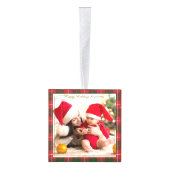 初めてのクリスマスハッピーホリデーズ祖母の写真 キューブオーナメント (右)