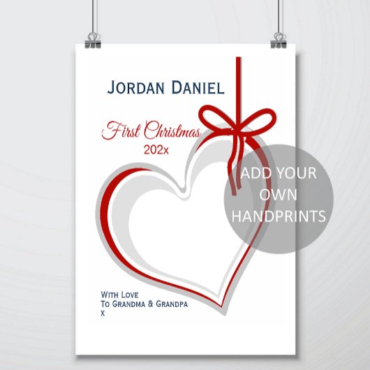 初めてのクリスマスハンドプリントアートテンプレート ポスター