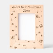 初めてのクリスマスハートスノーフレークスキュートシンプル& レーザー彫刻フレーム (正面)