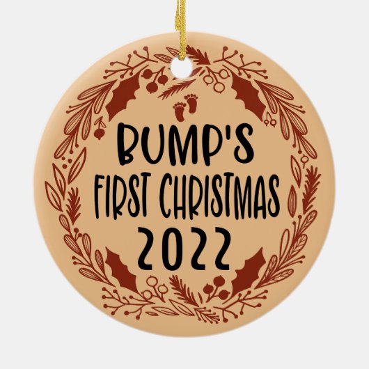 初めてのクリスマスバンプ |バンプギフト妊娠クリスマス セラミックオーナメント (裏面)
