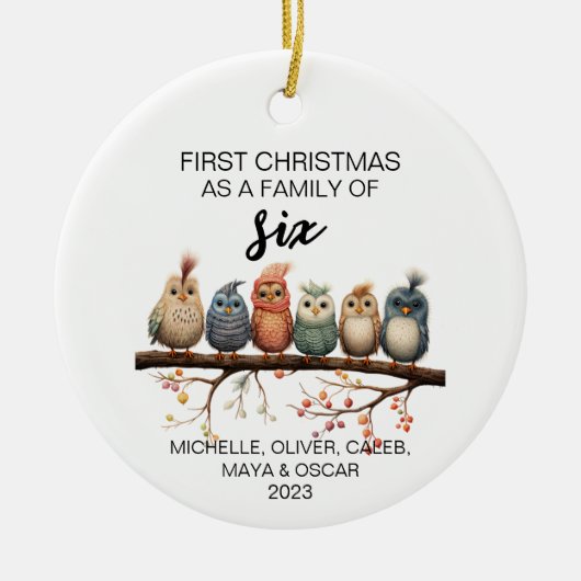 初めてのクリスマスバードファミリー セラミックオーナメント (正面)