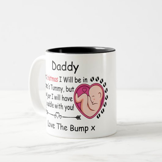 初めてのクリスマスパパがバンプから妊娠を期待 ツートーンマグカップ (正面左)