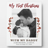 初めてのクリスマスパパとベビー写真 フォトプラーク (正面)