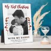 初めてのクリスマスパパとベビー写真 フォトプラーク (側面)