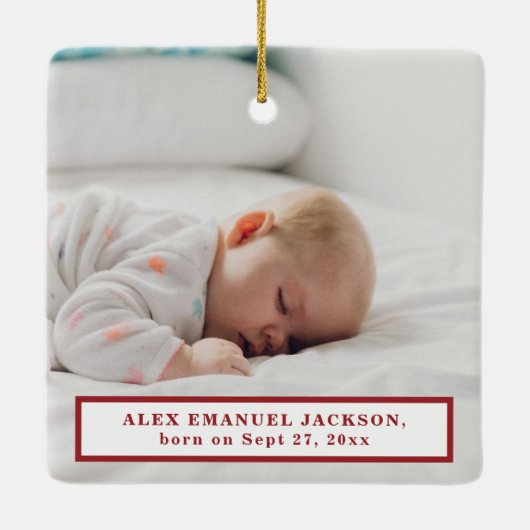 初めてのクリスマスパパとベビー2写真 セラミックオーナメント (裏面)