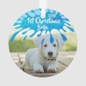 初めてのクリスマスパピーブルースプラッシュクリスマスフォト オーナメント (裏面)