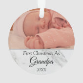 初めてのクリスマスパーソナライズされたのおじいちゃん写真2021 オーナメント (裏面)