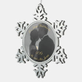 初めてのクリスマスパーソナライズされたのカップ結婚したル スノーフレークピューターオーナメント (右)