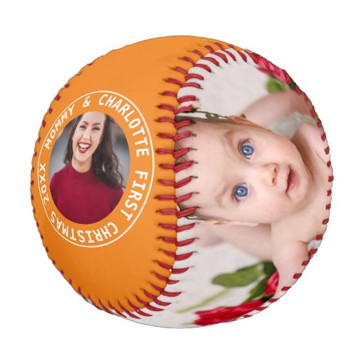 初めてのクリスマスパーソナライズされたの一種の写真 野球ボール (アングル)