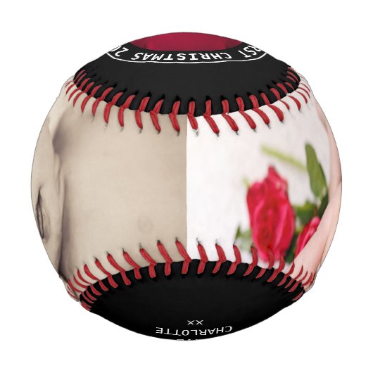 初めてのクリスマスパーソナライズされたの一種の写真 野球ボール (正面)