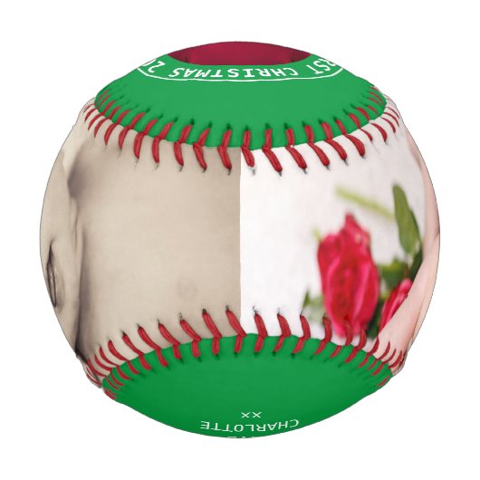 初めてのクリスマスパーソナライズされたの一種の写真 野球ボール (正面)