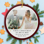 初めてのクリスマスパーソナライズされたは写真のMr & Mrs. セラミックオーナメント