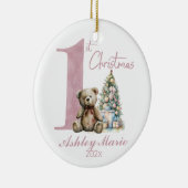 初めてのクリスマスパーソナライズされたは女の子に対して負ける セラミックオーナメント (右)