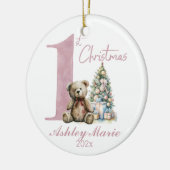初めてのクリスマスパーソナライズされたは女の子に対して負ける セラミックオーナメント (左)