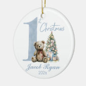 初めてのクリスマスパーソナライズされたは子どもを可愛がる セラミックオーナメント (左)