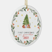 初めてのクリスマスパーソナライズされたをグランパとして セラミックオーナメント (右)