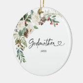 初めてのクリスマスパーソナライズされたをゴッドマザーギフトとして セラミックオーナメント (左)