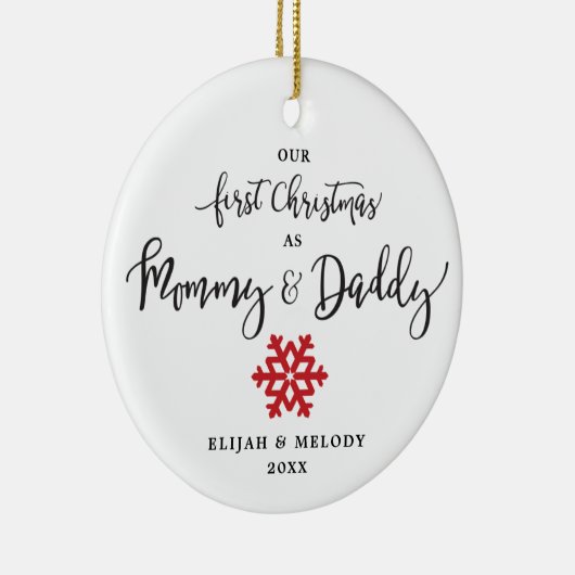 初めてのクリスマスパーソナライズされたをママ&パパとして セラミックオーナメント (右)