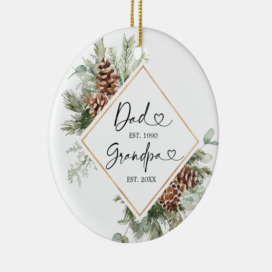 初めてのクリスマスパーソナライズされたを祖父の贈り物として セラミックオーナメント (右)