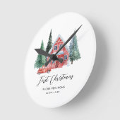 初めてのクリスマスパーソナライズされたオーナメント新しいホームGif ラウンド壁時計 (傾斜)