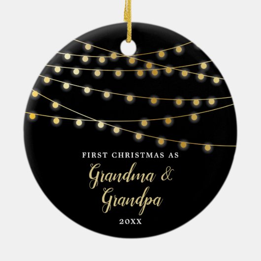 初めてのクリスマスパーソナライズされたズアズグランマアンドグランドパ セラミックオーナメント (裏面)