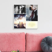 初めてのクリスマスパーソナライズされたダマスク写真コラージュ キャンバスプリント (インサイチュ (リビング))