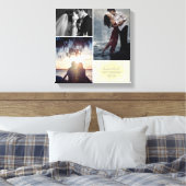初めてのクリスマスパーソナライズされたダマスク写真コラージュ キャンバスプリント (インサイチュ (寝室))