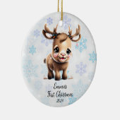 初めてのクリスマスパーソナライズされたベビートインデア セラミックオーナメント (右)