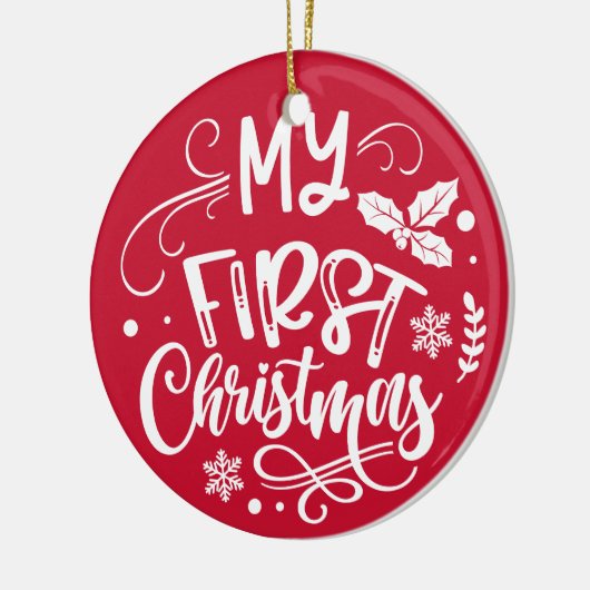 初めてのクリスマスパーソナライズされたベビー写真記念 セラミックオーナメント (左)