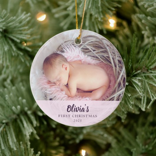 初めてのクリスマスパーソナライズされたベビー セラミックオーナメント (ツリー)