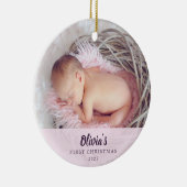 初めてのクリスマスパーソナライズされたベビー セラミックオーナメント (右)