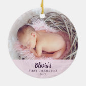 初めてのクリスマスパーソナライズされたベビー セラミックオーナメント (裏面)