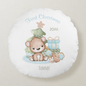 初めてのクリスマスパーソナライズされた円枕 ラウンドクッション (正面)