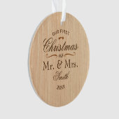 初めてのクリスマスパーソナライズされた素朴 オーナメント (正面)