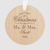 初めてのクリスマスパーソナライズされた素朴 オーナメント (正面)