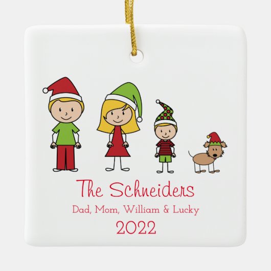 初めてのクリスマスパーソナライズされた類 セラミックオーナメント (正面)