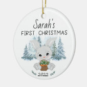 初めてのクリスマスパーソナライズされた、ベビー初のセラミ セラミックオーナメント (左)