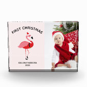 初めてのクリスマスピンクフラミンゴサンタ フォトブロック (正面)