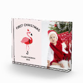 初めてのクリスマスピンクフラミンゴサンタ フォトブロック (右)