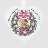 初めてのクリスマスピンクリース オーナメント (正面)