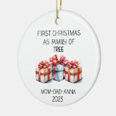 初めてのクリスマスファミリのツリープレゼント セラミックオーナメント (左)